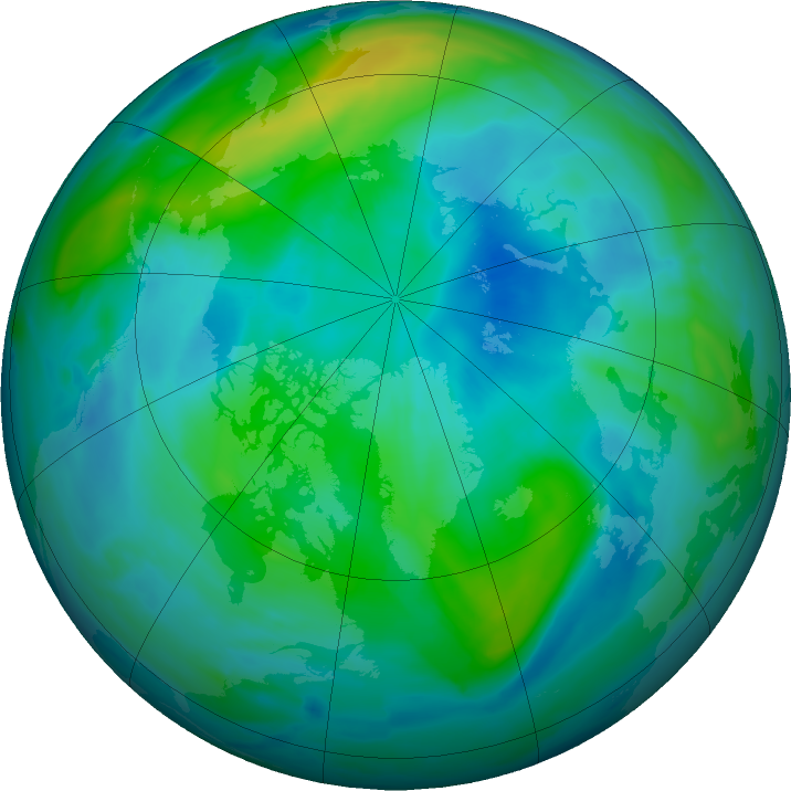 Arctic ozone map for 04 October 2022